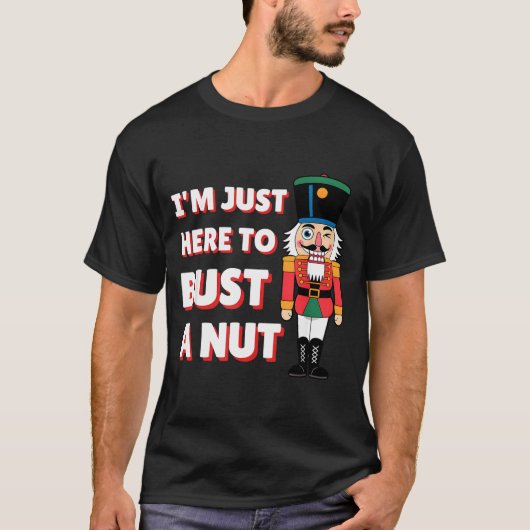 Funny Christmas Nutcracker- Bust A Nut Funny Mens  T-shirt (Voorkant)