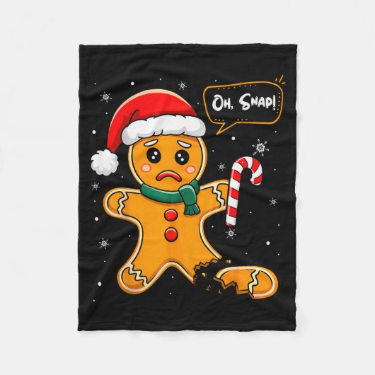Funny Christmas Oh Snap Gingerbread Man Cookie X M Fleece Deken (Voorkant)