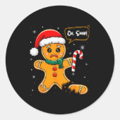 Funny Christmas Oh Snap Gingerbread Man Cookie X M Ronde Sticker (Voorkant)