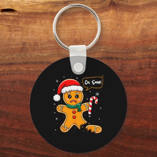 Funny Christmas Oh Snap Gingerbread Man Cookie X M Sleutelhanger (Voorkant)