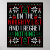 Funny Christmas On The Naughty List Ugly Christmas Poster (Voorkant)