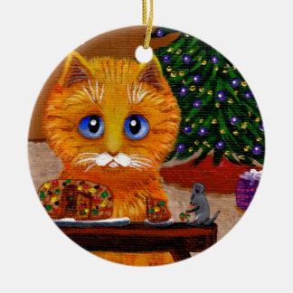 Funny Christmas Orange Cat Art Creationarts Keramisch Ornament