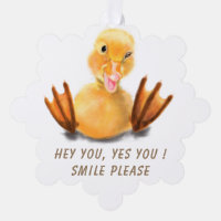 Funny Christmas Ornament Kaart Happy Duck - Smile