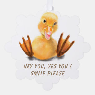 Funny Christmas Ornament Kaart Happy Duck - Smile