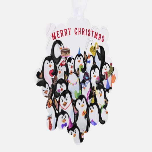 Funny Christmas Ornament Kaart Happy Penguins Part (Rechts)