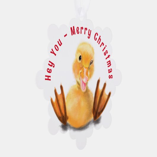 Funny Christmas Ornament Kaart Happy Playful Duck (Rechts)