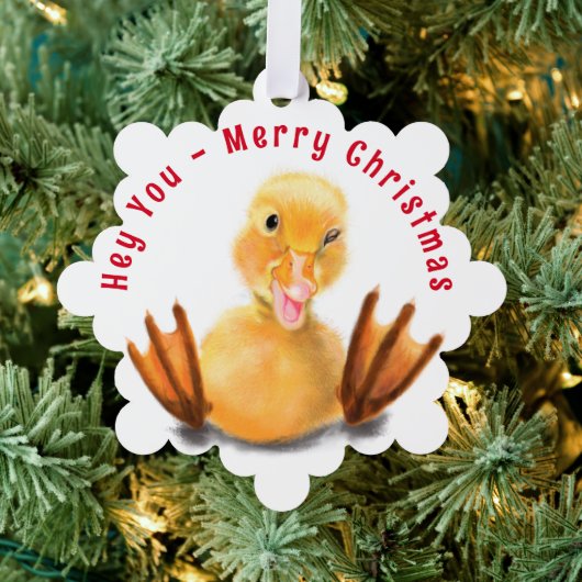 Funny Christmas Ornament Kaart Happy Playful Duck (Insitu (Drie))