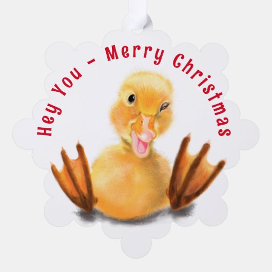 Funny Christmas Ornament Kaart Happy Playful Duck (Achterkant)