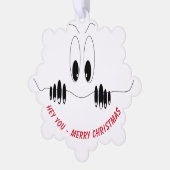 Funny Christmas Ornament Kaart met Curiosity Eyes (Links)