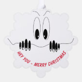 Funny Christmas Ornament Kaart met Curiosity Eyes (Achterkant)