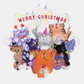 Funny Christmas Ornament Kaart met Happy Cat Party (Achterkant)