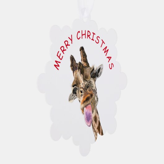Funny Christmas Ornament Kaart met Speelse Giraffe (Rechts)