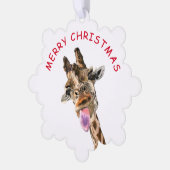 Funny Christmas Ornament Kaart met Speelse Giraffe (Links)