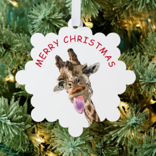Funny Christmas Ornament Kaart met Speelse Giraffe
