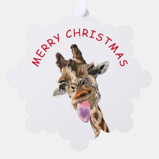 Funny Christmas Ornament Kaart met Speelse Giraffe (Achterkant)