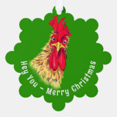 Funny Christmas Ornament Kaart Verraste Haan (Achterkant)