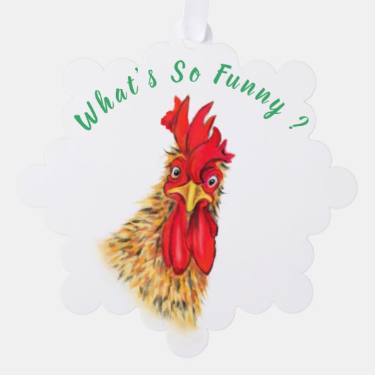 Funny Christmas Ornament Kaart Verraste Haan (Voorkant)