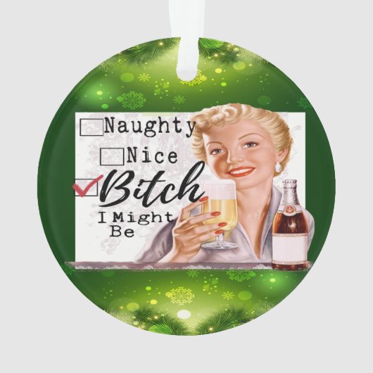 Funny Christmas Ornament Retro Best Friend Naughty (achterkant)