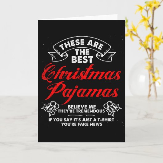 Funny Christmas Pajamas Donald Trump Gag Joke Pjs  Kaart (Gele Bloem)