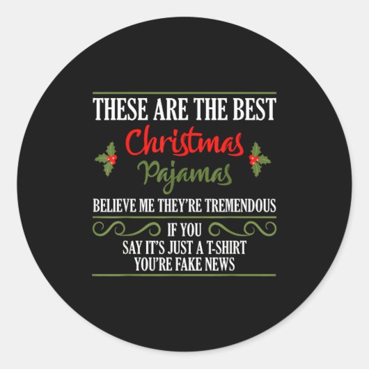 Funny Christmas Pajamas Donald Trump Gag Joke Pjs  Ronde Sticker (Voorkant)
