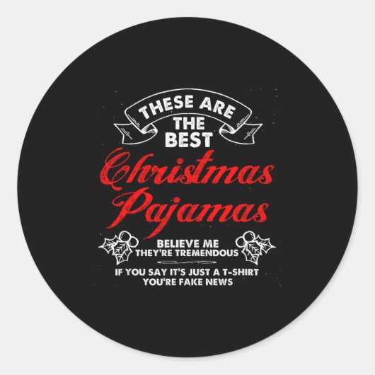 Funny Christmas Pajamas Donald Trump Gag Joke Pjs  Ronde Sticker (Voorkant)