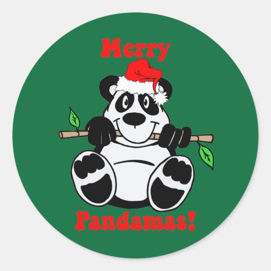 Funny Christmas Panda Beer Ronde Sticker (Voorkant)