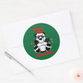 Funny Christmas Panda Beer Ronde Sticker (Envelop)