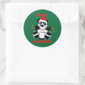 Funny Christmas Panda Beer Ronde Sticker (Tas)