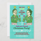 Funny Christmas Party Retro Adult Drink Lit Up Kaart (Voorkant)