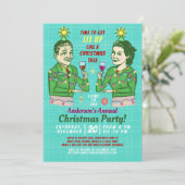 Funny Christmas Party Retro Adult Drink Lit Up Kaart (Staand voorkant)
