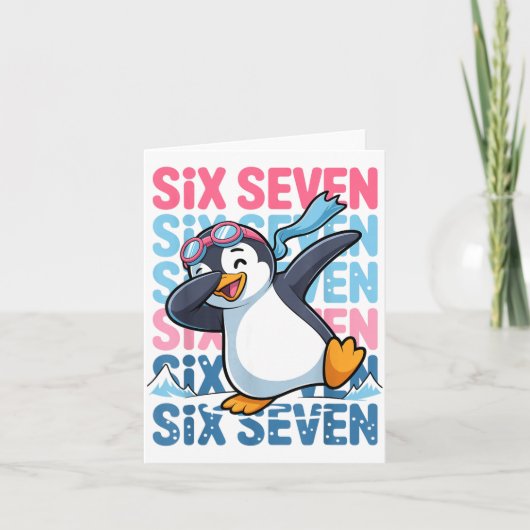 Funny Christmas Penguin Dabbing Xmas Dab Six Seven Kaart (Voorkant)