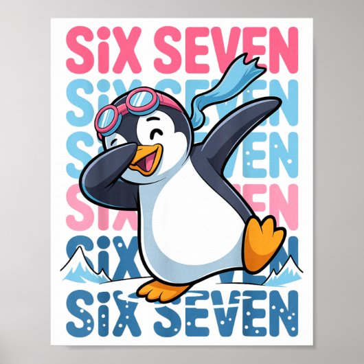 Funny Christmas Penguin Dabbing Xmas Dab Six Seven Poster (Voorkant)