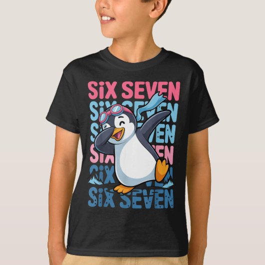 Funny Christmas Penguin Dabbing Xmas Dab Six Seven T-shirt (Voorkant)