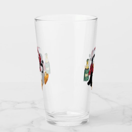 Funny Christmas Penguin Glass Glas (Links)
