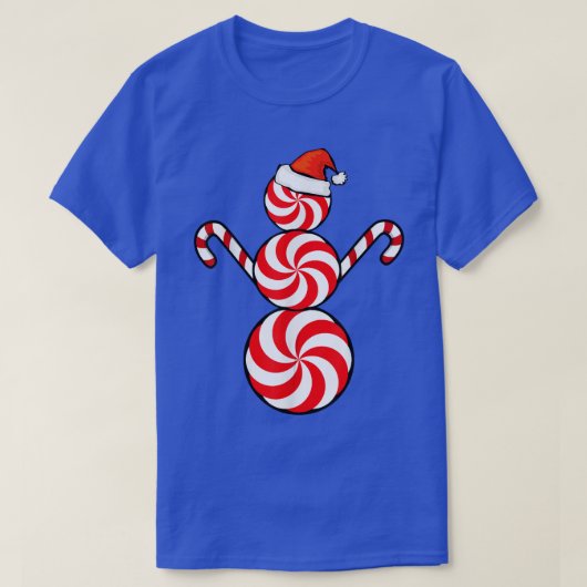 Funny Christmas Peppermint Candy Snowman T-shirt (Design voorkant)