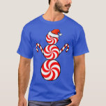 Funny Christmas Peppermint Candy Snowman T-shirt<br><div class="desc">Funny Christmas Peppermint Candy Snowman</div>