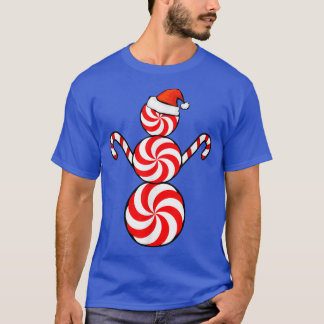 Funny Christmas Peppermint Candy Snowman T-shirt