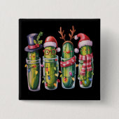 Funny Christmas Pickle Pickles Holiday Cucumber  Vierkante Button 5,1 Cm (Voorkant)