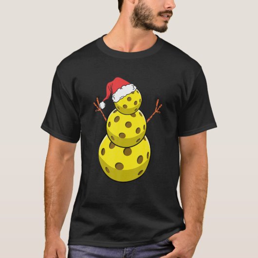 Funny Christmas Pickleball Snowman Pickleball Play T-shirt (Voorkant)