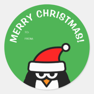 Funny Christmas pinguïn van en naar stickers
