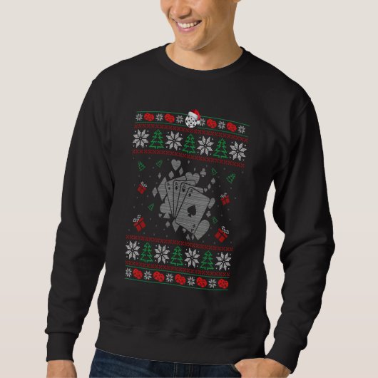 Funny Christmas Poker Gambling Ugly Sweater (Voorkant)