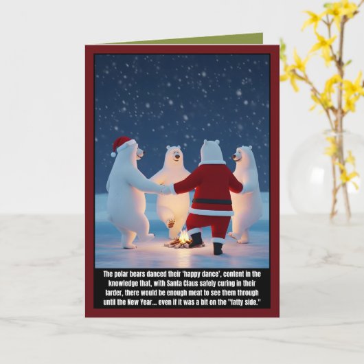 Funny Christmas polar bears Kaart (Gele Bloem)