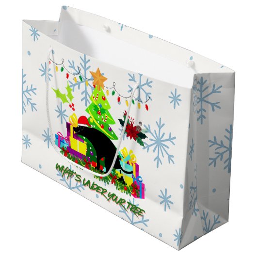 Funny Christmas Pooping Dog Groot Cadeauzakje (Voorkant Gekanteld)