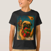 Funny Christmas Pug Shirt - Selfie With Santa Xmas (Voorkant)