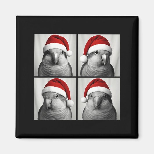 Funny Christmas Quaker Parrot Santa Photo Booth  Magneet (Voorkant)