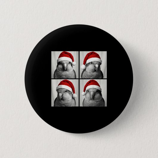 Funny Christmas Quaker Parrot Santa Photo Booth Ronde Button 5,7 Cm (Voorkant)