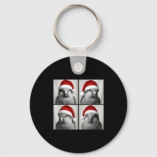 Funny Christmas Quaker Parrot Santa Photo Booth  Sleutelhanger (Voorkant)