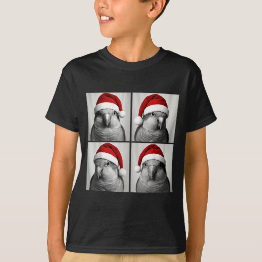 Funny Christmas Quaker Parrot Santa Photo Booth  T-shirt (Voorkant)