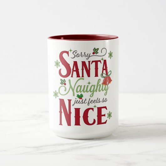 Funny Christmas Quote Design with Naughty and Nice Mok (Midden)