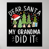 Funny Christmas Quote Sayings Dear Santa My Grandm Poster (Voorkant)